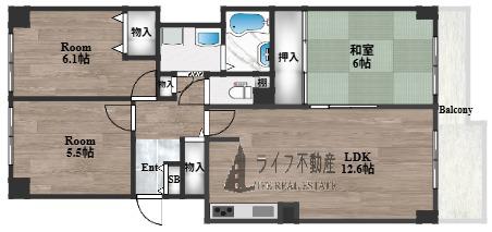 フォルム石切さくら坂(3LDK/8階)の間取り写真