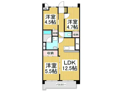 セントラル稲丘(3LDK/5階)の間取り写真