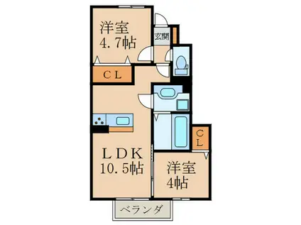 D-ROOM葛原(2LDK/1階)の間取り写真