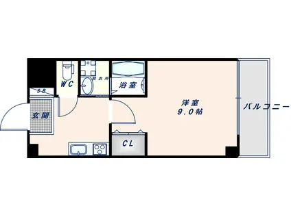 ル・クール長瀬(1K/1階)の間取り写真