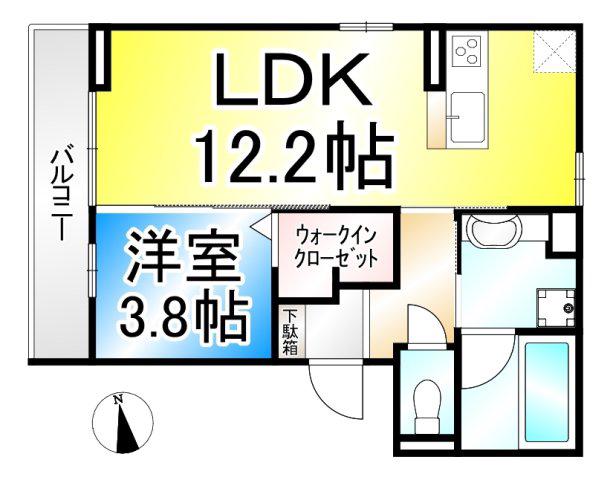 グランコスモHT(1LDK/2階)の間取り写真