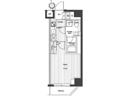 プレミアムキューブジー北新宿(1K/2階)の間取り写真