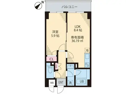 アファンガーデン(1LDK/2階)の間取り写真