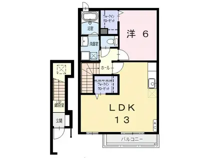 名鉄名古屋本線 一ツ木駅 徒歩13分 2階建 築15年(1LDK/2階)の間取り写真