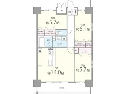 エル グラン コウショウ(3LDK/5階)の間取り写真
