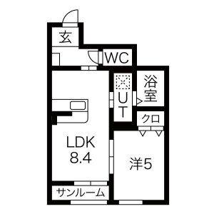セレッソ袖野田(1LDK/1階)の間取り写真