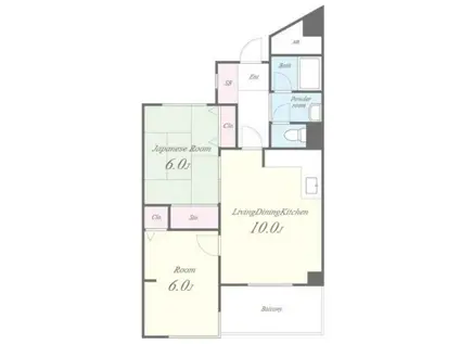 仲辻ビル(2LDK/5階)の間取り写真