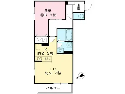 ルリエ目黒中央町(1LDK/1階)の間取り写真
