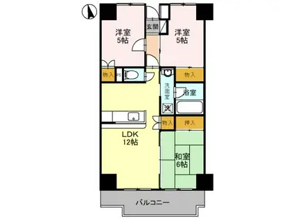 D-ROOM スカイシティー神山103(3LDK/1階)の間取り写真