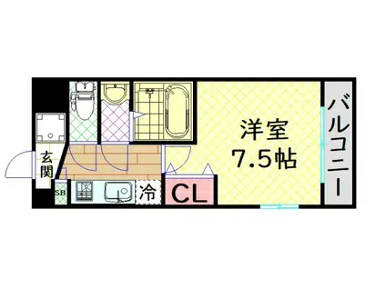 スプランディッド難波II(1K/7階)の間取り写真