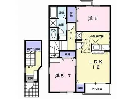 サンシェールA(2LDK/2階)の間取り写真