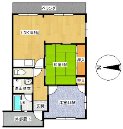 富谷マンション(3DK/3階)の間取り写真