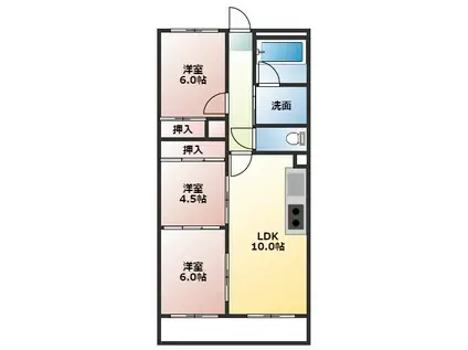 シティーハイツ長藤(3LDK/2階)の間取り写真