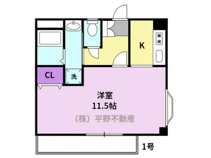 ドムール荒木(1K/3階)の間取り写真