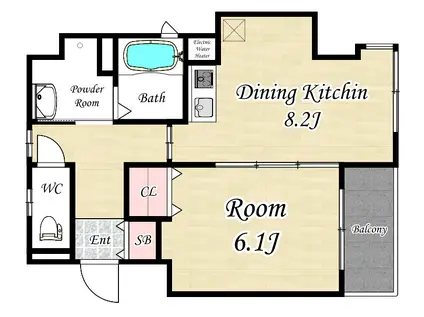 PRESHELT(1DK/4階)の間取り写真