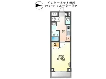 グロリアス(1K/1階)の間取り写真