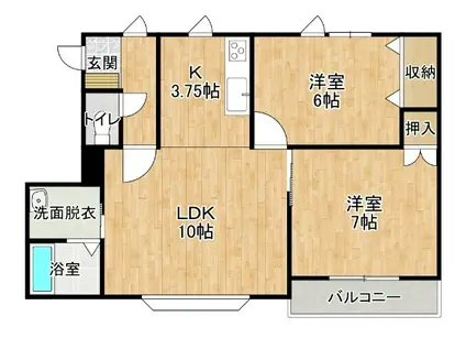 フローラ仲町(2LDK/1階)の間取り写真