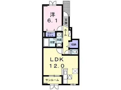 クレメントブリーズII(1LDK/1階)の間取り写真