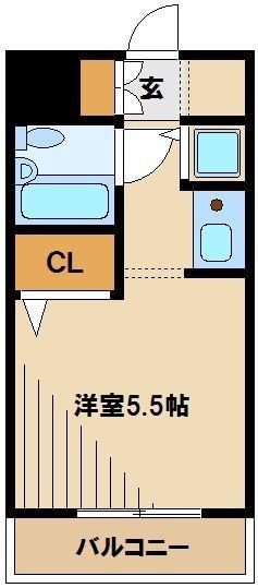 ジョイフル浦和仲町(1K/5階)の間取り写真