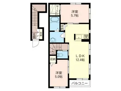 メゾンド ル・シエル(2LDK/2階)の間取り写真