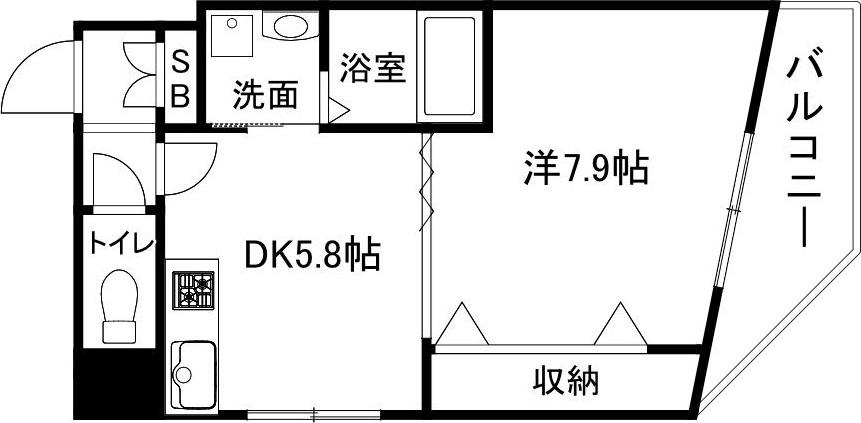 三共ヒルズ(1DK/5階)の間取り写真
