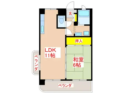 エルレープFT(1LDK/3階)の間取り写真