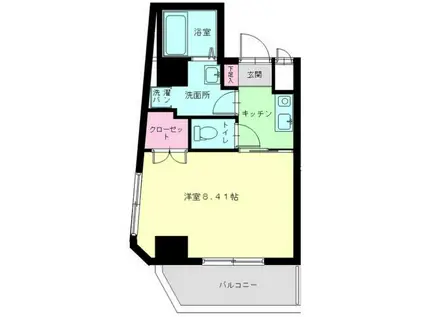 ジュネス一番町(1K/4階)の間取り写真