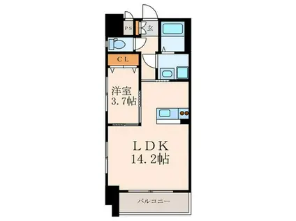 ERIOS COURT 中津口(1LDK/10階)の間取り写真