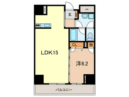 旭ビルサンライズレジデンス(1LDK/6階)の間取り写真