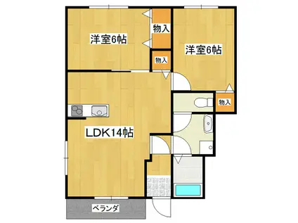 スイートウインドヒルズ(2LDK/1階)の間取り写真