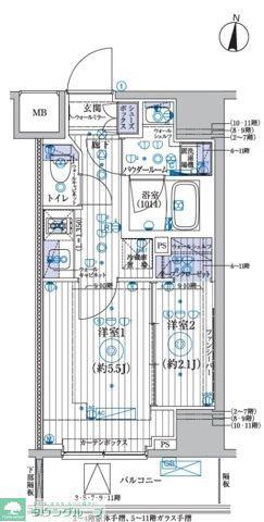 ブライズ東陽町(1K/8階)の間取り写真