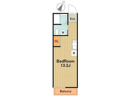 ラ・グリッシーナ(ワンルーム/2階)の間取り写真