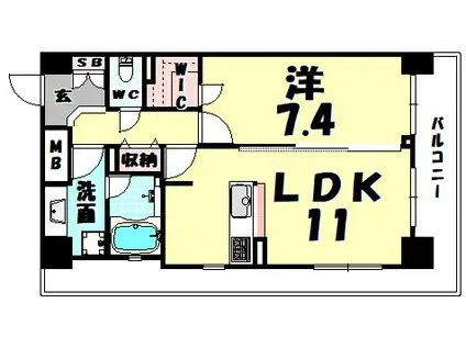 エスリード長堀タワー(1LDK/8階)の間取り写真