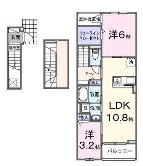 ヒカルサ西東京向台イースト(2LDK/3階)の間取り写真
