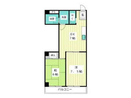 パール25(2DK/4階)の間取り写真