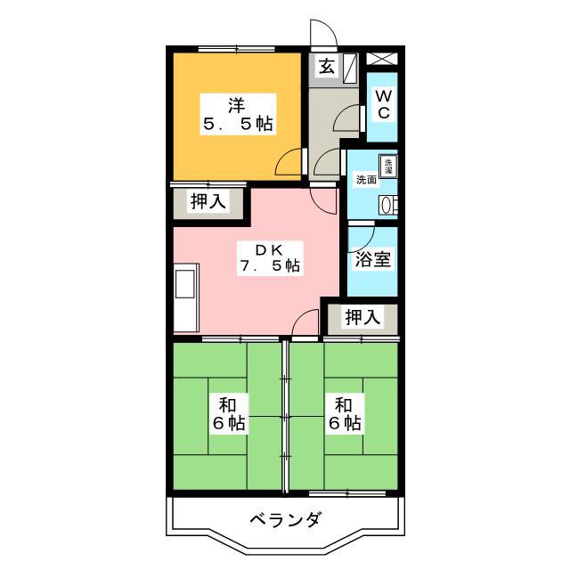 サンメイプル徳倉(3DK/3階)の間取り写真