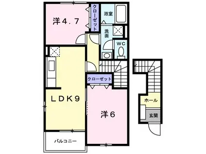 パーク・アベニューB(2DK/2階)の間取り写真