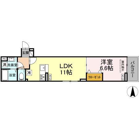 セレスティア南花畑IV(1LDK/3階)の間取り写真