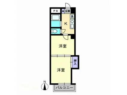 エクセレント大供(1DK/5階)の間取り写真