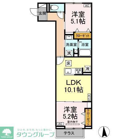 セレスティア高島平III(2LDK/1階)の間取り写真