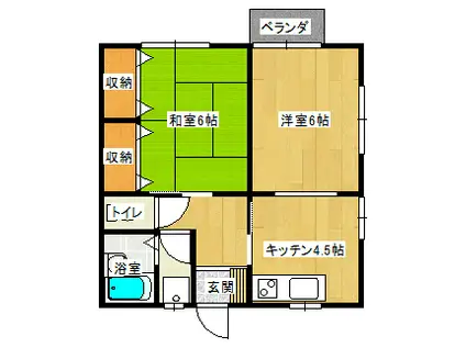 ウッディヒル芙久舞(1LDK/1階)の間取り写真