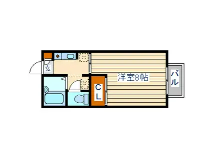 グレース萩野町C(1K/1階)の間取り写真