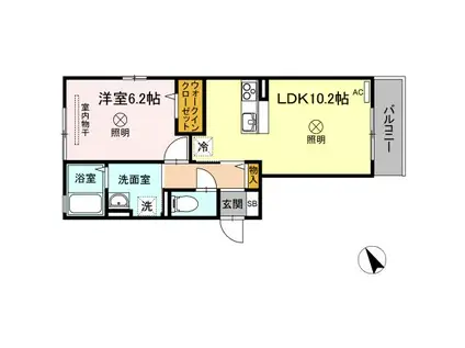 大供MOMO(1LDK/2階)の間取り写真