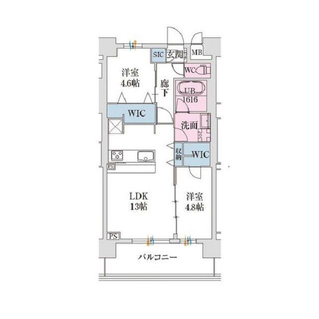 スプランディッド難波VII(2LDK/8階)の間取り写真