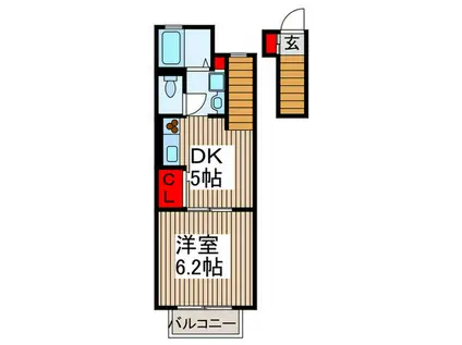 セント ローレンス(1DK/2階)の間取り写真