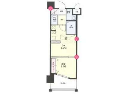 ギャランティー21博多 ORIENT BLD NO66(1DK/13階)の間取り写真