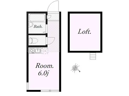 ユナイト汐入ウィリアム・ウォーカー(ワンルーム/2階)の間取り写真