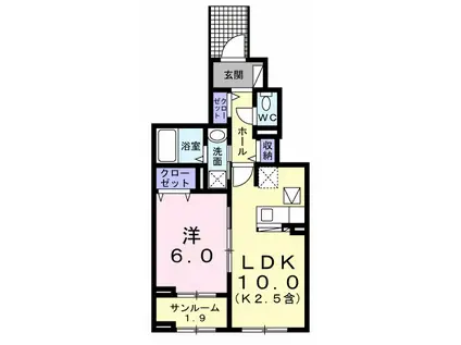 カサレガンテ(1LDK/1階)の間取り写真