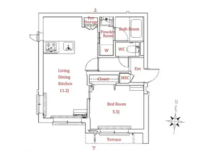 蒲田2丁目メゾン(1LDK/1階)の間取り写真