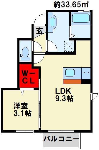 D-ROOM泉台B棟(1LDK/1階)の間取り写真